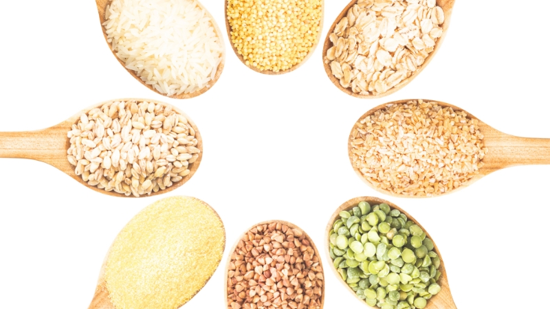 スプーンに乗った数種類のセキセイインコのおやつ